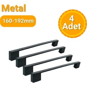 4 Adet Kare Mat Siyah Metal Mobilya Kulpu 160MM - 192MM