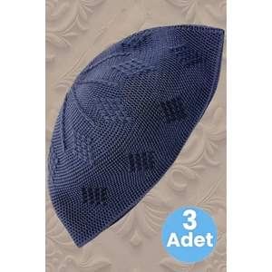 3'lü Dokuma Örgü Desenli Takke Kaliteli Namaz Takkesi