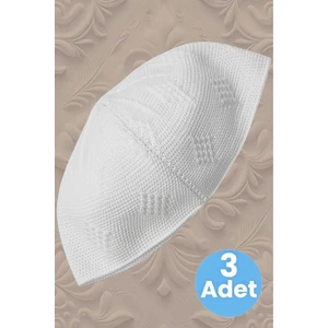 3'lü Dokuma Örgü Desenli Takke Kaliteli Namaz Takkesi