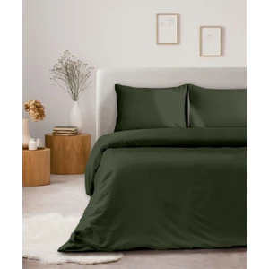 Organik Pamuk Akfil Nevresim Seti Çift Kişilik 200 x 220  cm  Koyu Yeşil