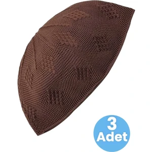 3'lü Dokuma Örgü Desenli Takke Kaliteli Namaz Takkesi