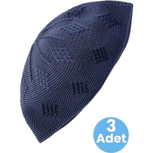 3'lü Dokuma Örgü Desenli Takke Kaliteli Namaz Takkesi