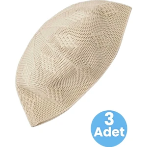 3'lü Dokuma Örgü Desenli Takke Kaliteli Namaz Takkesi