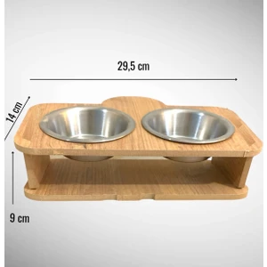 Ahşap Ikili Kedi ve Köpek Mama ve Su Kabı