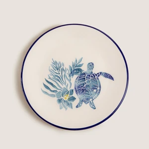 Chios Kaplumbağa 1 Pasta Tabağı 19 cm Mavi/beyaz