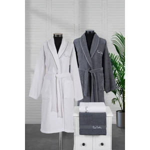 Pierre Cardin 4'lü Aile Seti Ribbon Antrasit-Beyaz