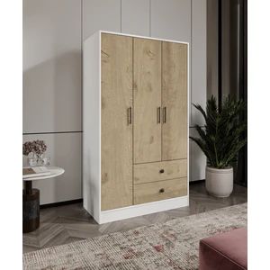 %100 Mdf 3 Kapak 2 Çekmece 7 Raflı Elbise Dolabı Meşe-Softbeyaz Kolay Kurulum Animasyonu