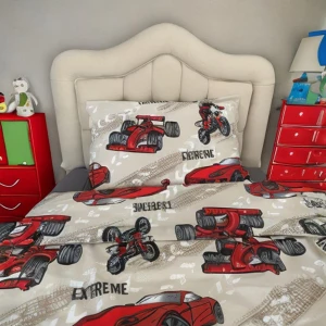 Arkelite Home Erkek Çocuk Kırmızı Arabalı Motorlu Lastikli 6 Parça  Pamuklu Çift Kişilik Nevresim Takımı