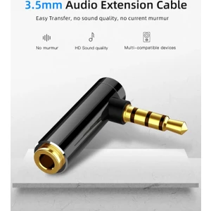 3.5mm Stereo L Aparat 4 Boğumlu 3.5 mm Stereo 90 Derece Sağ Açılı Çevirici Jak Dişi Erkek 1 Adet