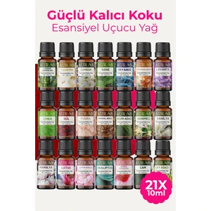 Eko Set Saf Esansiyel Uçucu Yağ Buhurdanlık Yağı Difüzör Esansı Aromaterapi Ortam Koku Yağı 21x 10ml