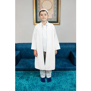 İhvan Online Beyaz Buhara Yaka Namaz Elbisesi Erkek Çocuk Cübbe