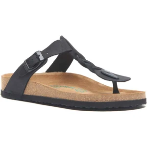 /  Guidan - Deri Parmak Arası Terlik ( Siyah Nubuk Deri )