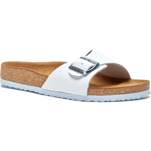 /  Adal - Deri Tek Bantlı Terlik ( Beyaz Cilt Deri )