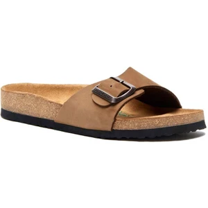 /  Adal - Deri Tek Bantlı Terlik ( Kum Nubuk Deri )