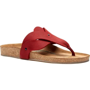 /  Silvia - Deri Parmak Arası Terlik ( Kırmızı Nubuk Deri )