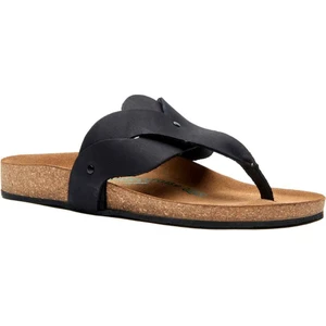 /  Silvia - Deri Parmak Arası Terlik ( Siyah Nubuk Deri )