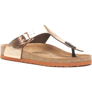 /  Aliz - Deri Parmak Arası Terlik ( Gül Baskılı Deri )