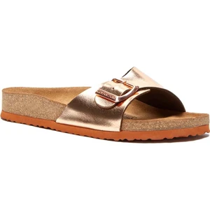 /  Adal - Deri Tek Bantlı Terlik ( Gül Baskılı Deri )