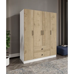 %100 Mdf 4 Kapaklı 2 Çekmeceli 12 Raflı Elbise Dolabı – Gardırop - Kolay Kurulum Animasyonu -Soft Beyaz-Meşe-Antrasit -Ceviz -Cabinse