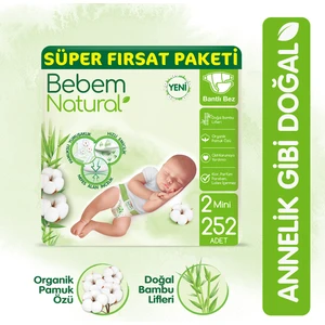 Bebem Natural Bebek Bezi 2 Beden Mini Süper Fırsat Paketi 252 Adet