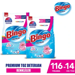 Bingo premium Toz Çamaşır Deterjanı 7 kg Renkli 2'li