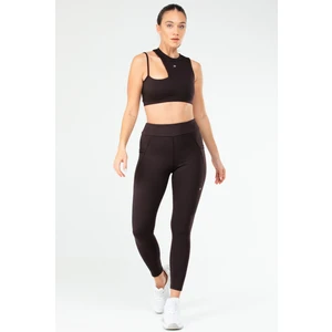 Kahverengi Slim Fit Yüksek Bel Toparlayıcı Kadın Tayt Takım SB0849