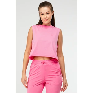 Pembe Regular Basic  Pamuk Bisiklet Yaka Kolsuz Crop Kadın Atlet SF0749