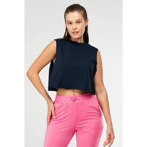 Lacivert Regular Basic  Pamuk Bisiklet Yaka Kolsuz Crop Kadın Atlet SF0749