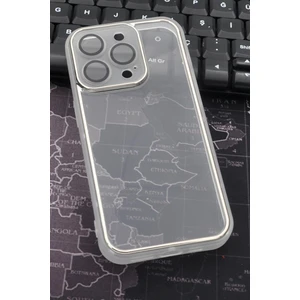 NOVKA Phone Accessories Apple iPhone 14 Pro Uyumlu Gri Kenarlı Renkli Yarı Şeffaf Kapak Kılıf Kamera Lens Korumalı