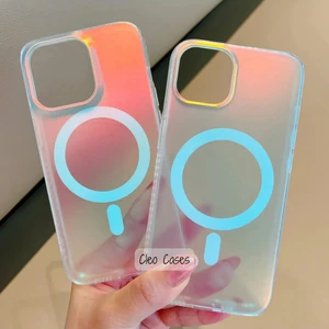Cleo Cases Tarzını Yansıt iPhone 15 Pro Max Uyumlu Ebruli Her Açıda Renk Değiştiren Magsafe Wireless Şarj Özellikli Kılıf