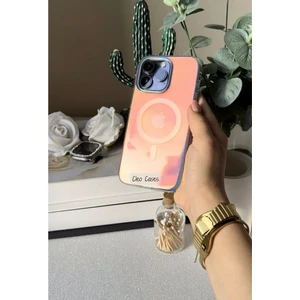 Cleo Cases Tarzını Yansıt iPhone 15 Pro Max Uyumlu Ebruli Her Açıda Renk Değiştiren Magsafe Wireless Şarj Özellikli Kılıf