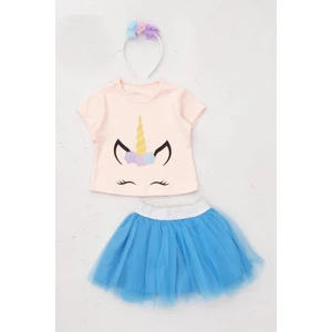 Meta Moda Kız Çocuk Unicorn Tütü Ikili Takım
