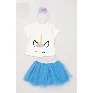 Meta Moda Kız Çocuk Unicorn Tütü Ikili Takım