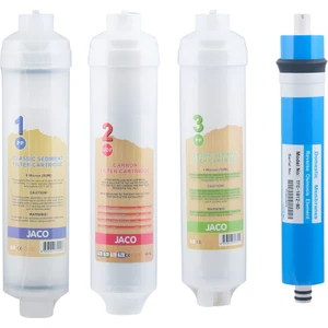 Kapalı Kasa 12 Inch Su Arıtma Cihazı Jaco Inline Filtre Seti - Membran Filtreli 4lü Set