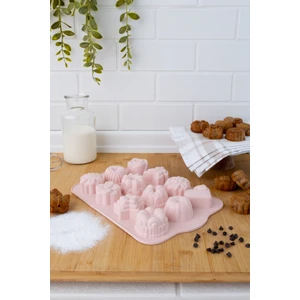 SL04 Pembe Renk 12'li Karma Desen Kek Ve Kurabiye Kalıbı