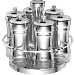 Retro Döner Standlı Baharat Takımı 7 Parça-Inox