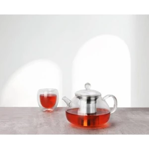 Paslanmaz Çelik Süzgeçli Borosilikat Cam Demlik 980 ml (Tantitoni Çaydanlık Için) Elvin Home Concept