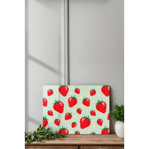 Ortakçı Design Çiçekli Çilek Desenli Temperli Cam Kesme Tahtası - Cam Kesme Tablası 25*35 Cm