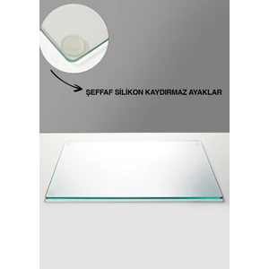 Ortakçı Design Şeffaf Saydam Temperli Cam Kesme Tahtası - Cam Kesme Tablası 20*30 Cm