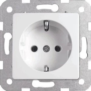 Kare Beyaz Topraklı Priz Çerçeveli