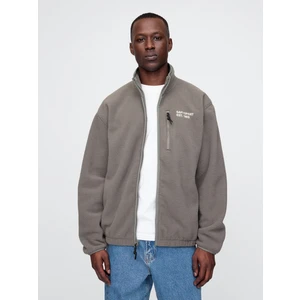 Erkek Gri Gap Logo Arctic Fleece Fermuarlı Ceket