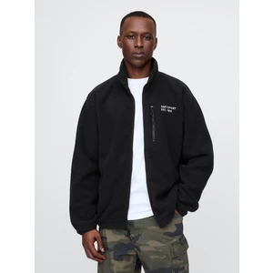 Erkek Siyah Gap Logo Arctic Fleece Fermuarlı Ceket