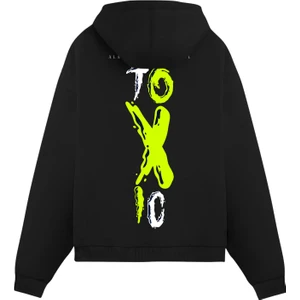 Alex Rosen Baskılı Siyah  Oversize Fit Pamuklu Kapüşonlu Sweatshirt