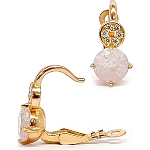 Ose Shop Italyan Tasarimi Beyaz  Rock Kuvars Taşlı 925 Ayar Gümüş Rose KÜPE