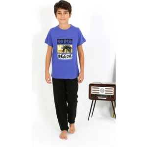 Erkek Çocuk Kısa Kol Penye Pijama Takım 20758 Saks