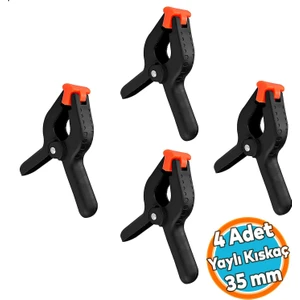 4 Adet Yaylı Kıskaç Mandal El Tip İşkence Mengene Siyah Klips Hobi 35 mm