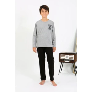 Erkek Çocuk Uzun Kol Penye Pijama Takım 20437 Gri
