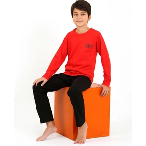 Erkek Çocuk Uzun Kol Penye Pijama Takım 20437 Kırmızı