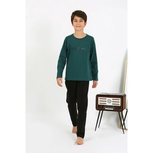 Erkek Çocuk Uzun Kol Penye Pijama Takım 20437 Zümrütyeşili