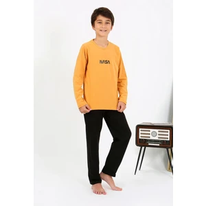 Erkek Çocuk Uzun Kol Penye Pijama Takım 20438 Sarı